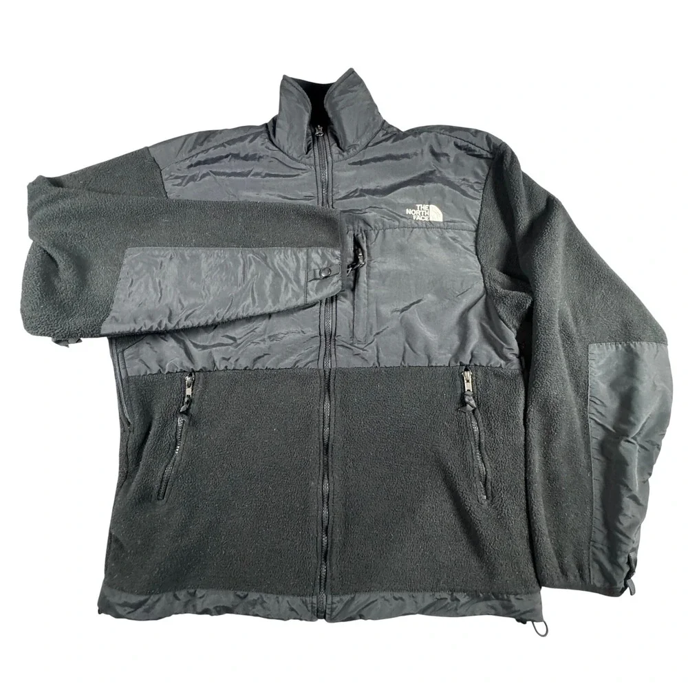 The North Face Denali Fleece Jacket Mens Large Black Full Zip Nylon Vintage